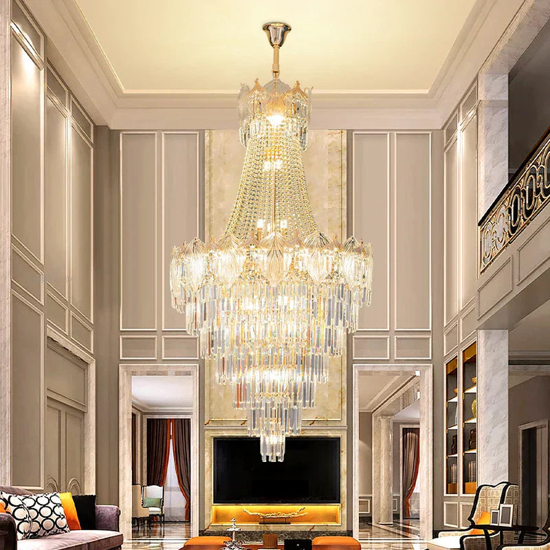 DecorBites™ Elegant Crystal Duplex Chandelier for Livingroom, Hotel, and Villa