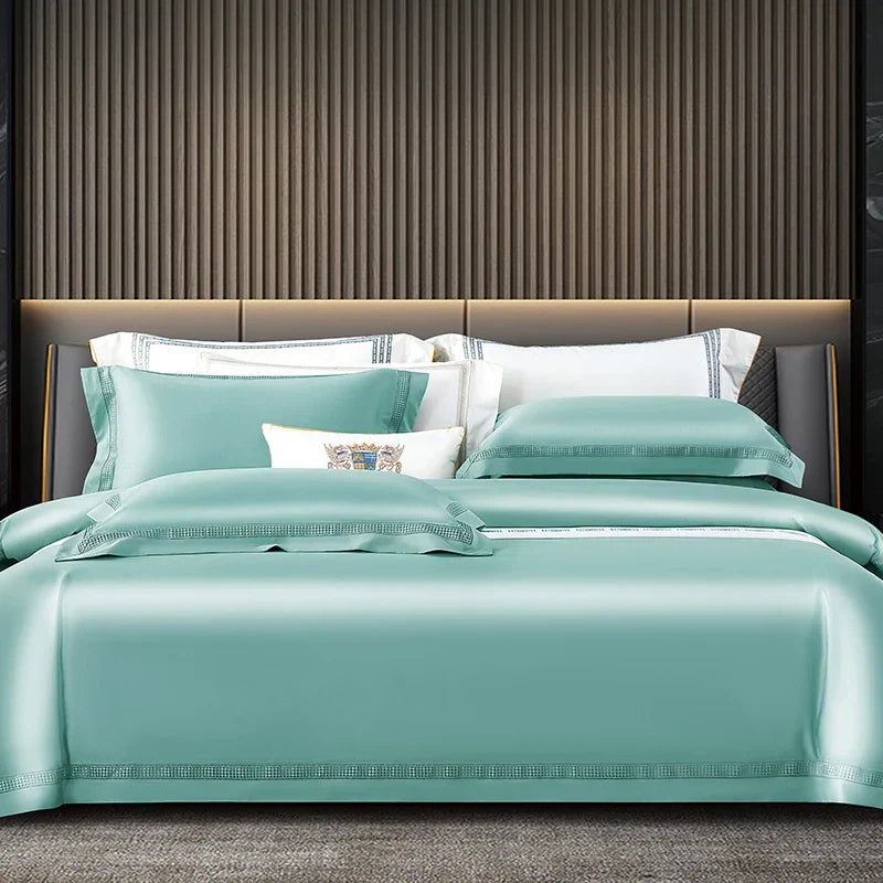 DecorBites™ Egyptian Cotton Duvet Cover Set, 1000TC Bedding: Quilt Cover, Sheet, Pillowcases