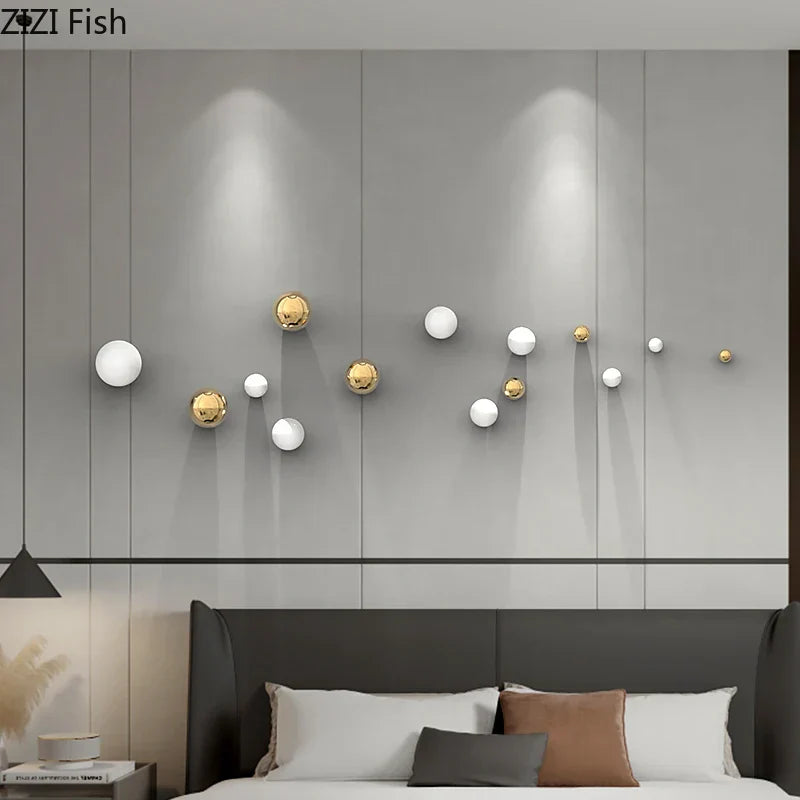 DecorBites™ Gold Ball Wall Hanging Ornaments Spherical Crafts Room Decor Display Pendants