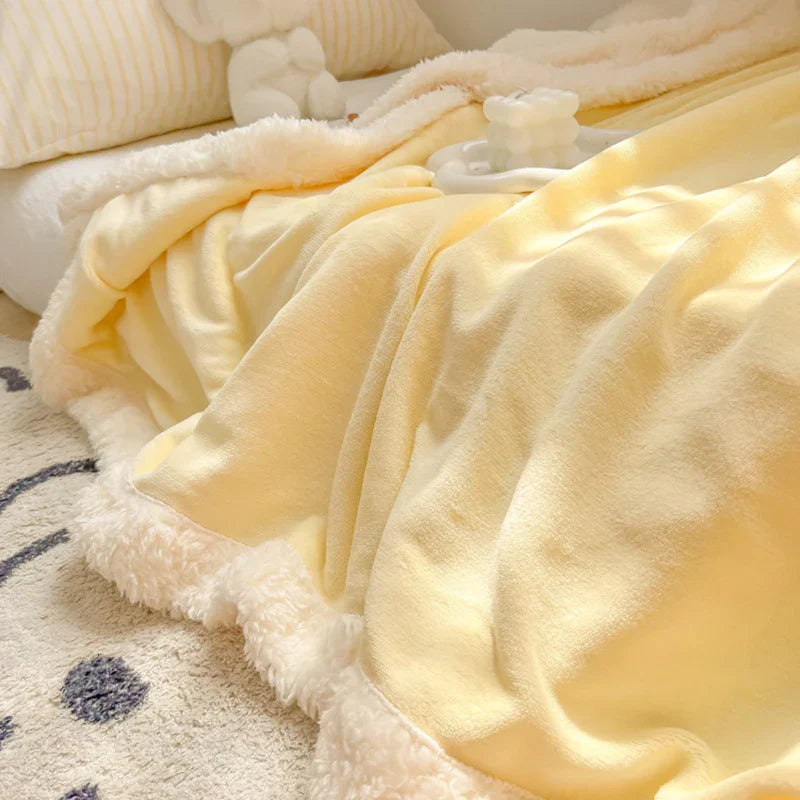 Decobites Plush Lamb Wool Bed Blanket, Soft Cozy Velvet, Warm Fluffy Flannel, 150x200cm, 200x230cm