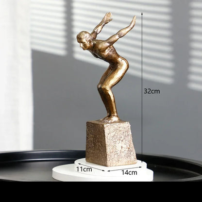 DecorBites™ Golden Thinker Bodybuilder Resin Sculpture for Desk Decor and Room Aesthetics