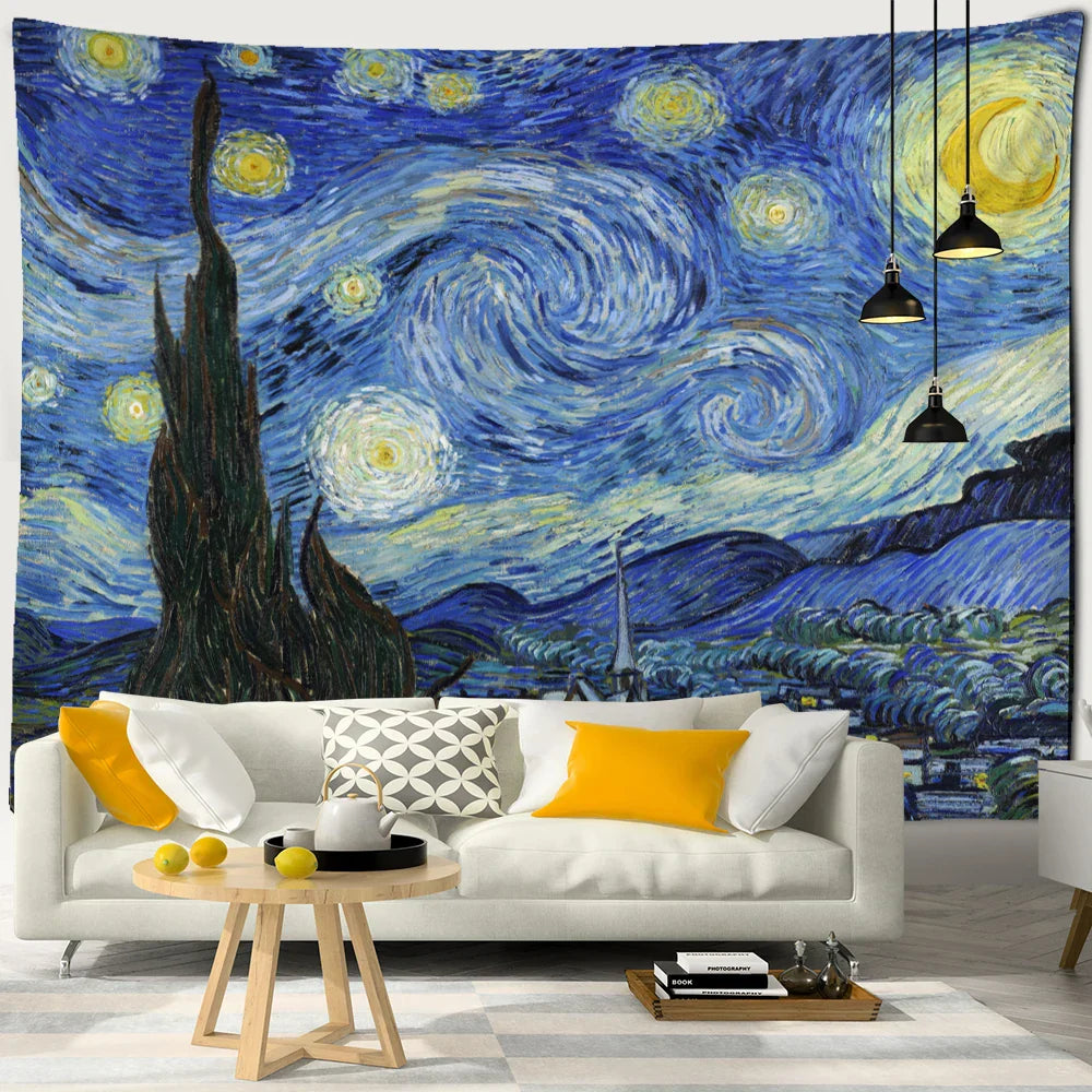 Decobites Modern Art Oil Painting Tapestry Wall Hanging for Bohemian Hippie Decor