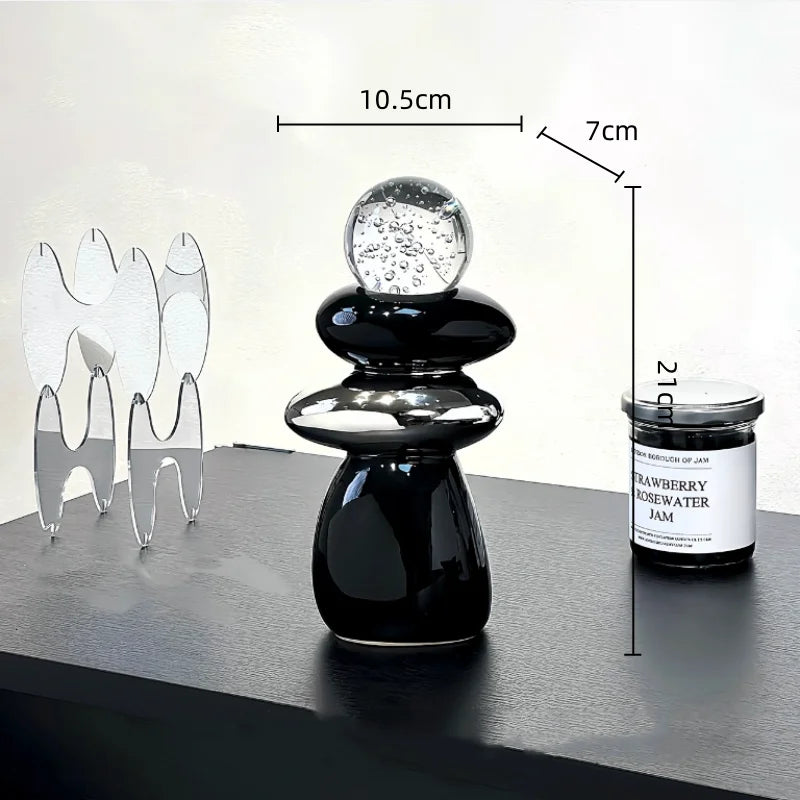 DecorBites™ Decorative Crystal Ball Statue Figurines for Home Decor - Geometric Stone Pile