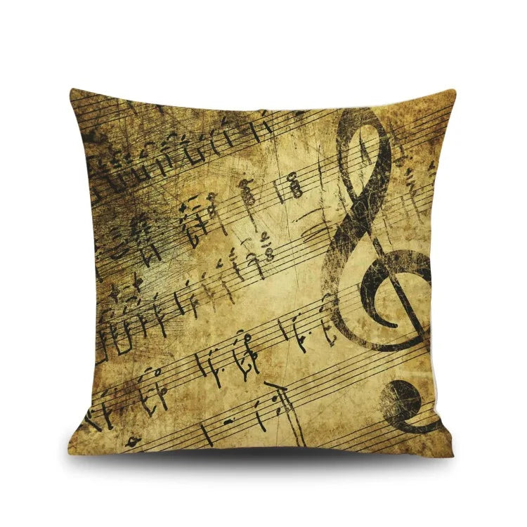 DecorBites™ Letter Notes Piano Graphic Print Linen Pillowcase 45x45cm Living Room Decor