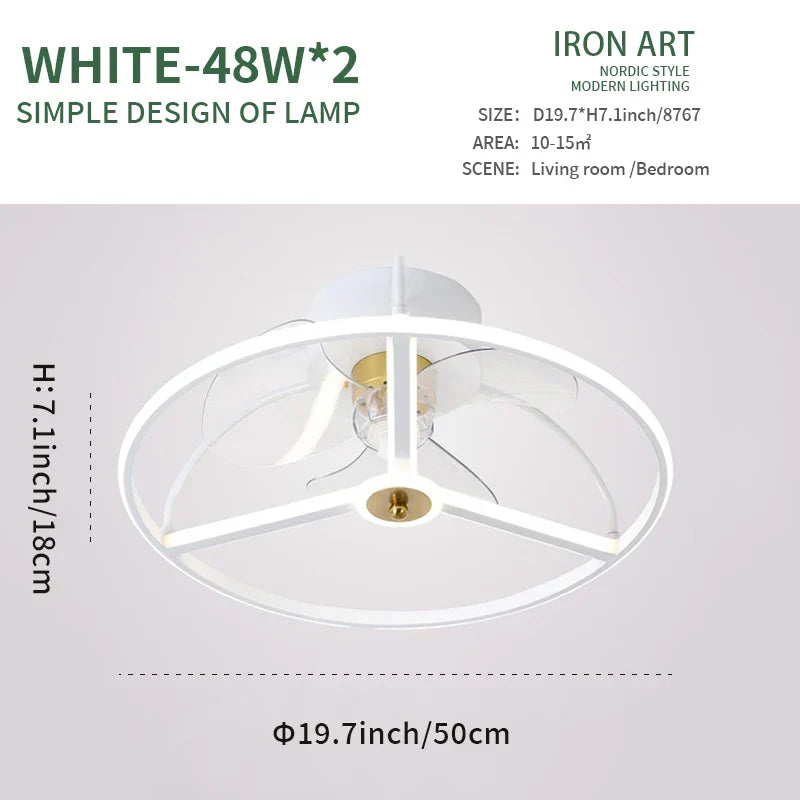 DecorBites™ LED Ceiling Fan with Remote Control, Modern Silent Lighting Fixture for Bedroom and Dining Room