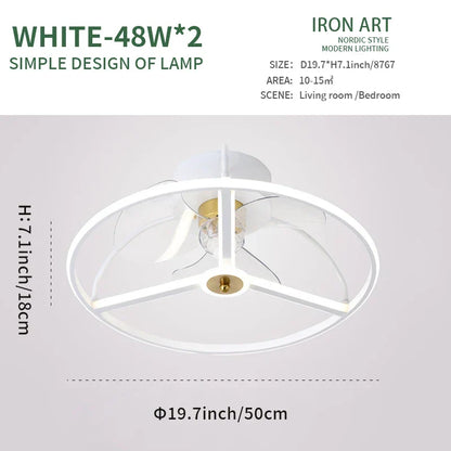 DecorBites™ LED Ceiling Fan with Remote Control, Modern Silent Lighting Fixture for Bedroom and Dining Room