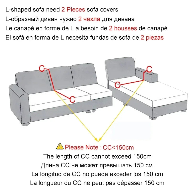 Decobites Printed Elastic Corner Sofa Cover Stretch Slipcovers for L Shaped Sectional Sofas