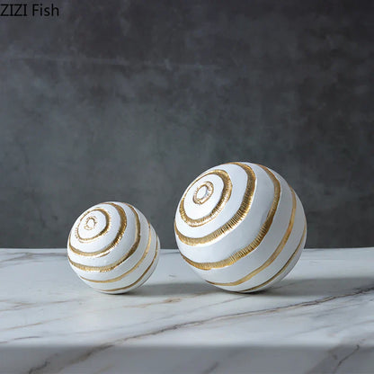 DecorBites™ Golden Texture Ball Geometric Desk Decoration - Minimalist Abstract Artwork