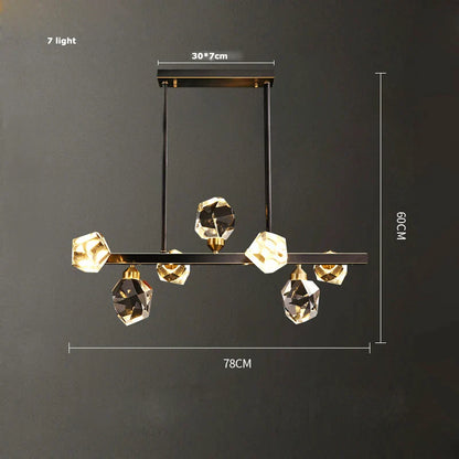 DecorBites™ Black Gold Crystal Chandelier LED Light for Luxury Home Decor