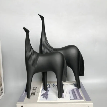 DecorBites™ Black & White Horse Abstract Ornaments for Home Decor