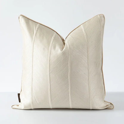 DecorBites™ Herringbone Jacquard Cushion Cover, Modern Beige White Pillowcase for Living Room