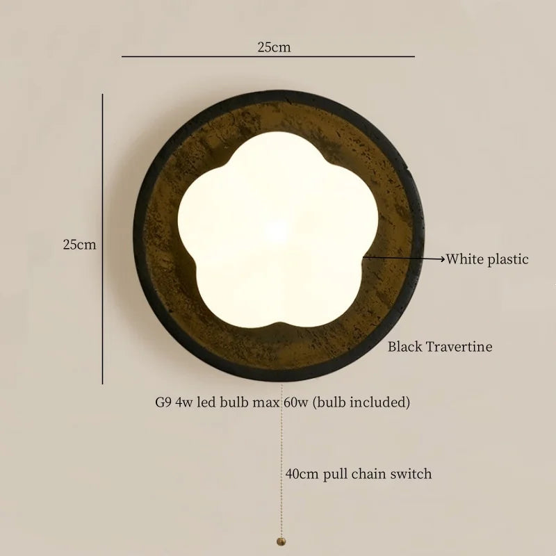 ديكوربايتس™ مصابيح حائط LED من الترافرتين الأسود لتزيين المنزل العصري ومصابيح بجانب السرير