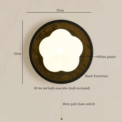 ديكوربايتس™ مصابيح حائط LED من الترافرتين الأسود لتزيين المنزل العصري ومصابيح بجانب السرير