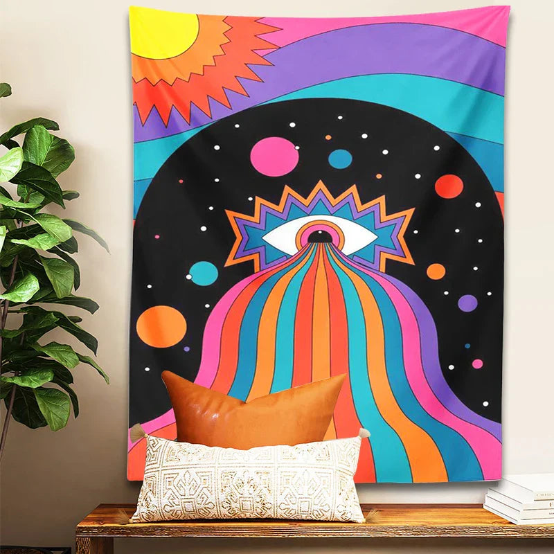 Decobites Sun Moon Rainbow Tapestry Wall Hanging for Boho Home Decor