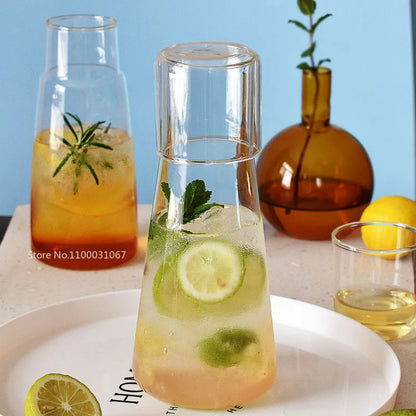 DecorBites™ Clear Glass Bedside Water Carafe Set with Drinking Cup