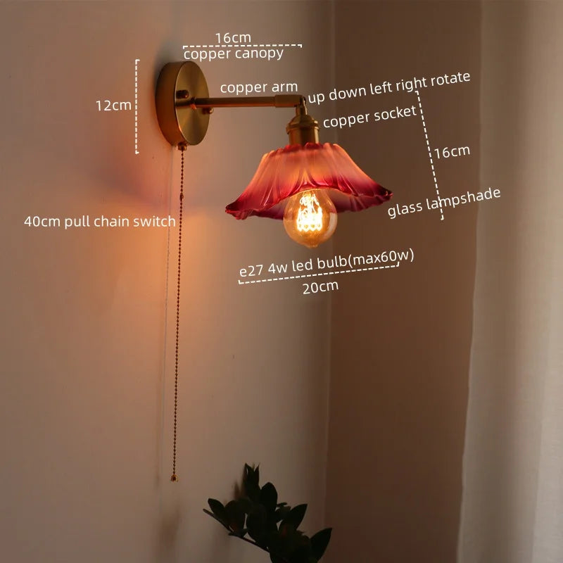 Copper Glass Wall Sconce Japanese Style Bathroom