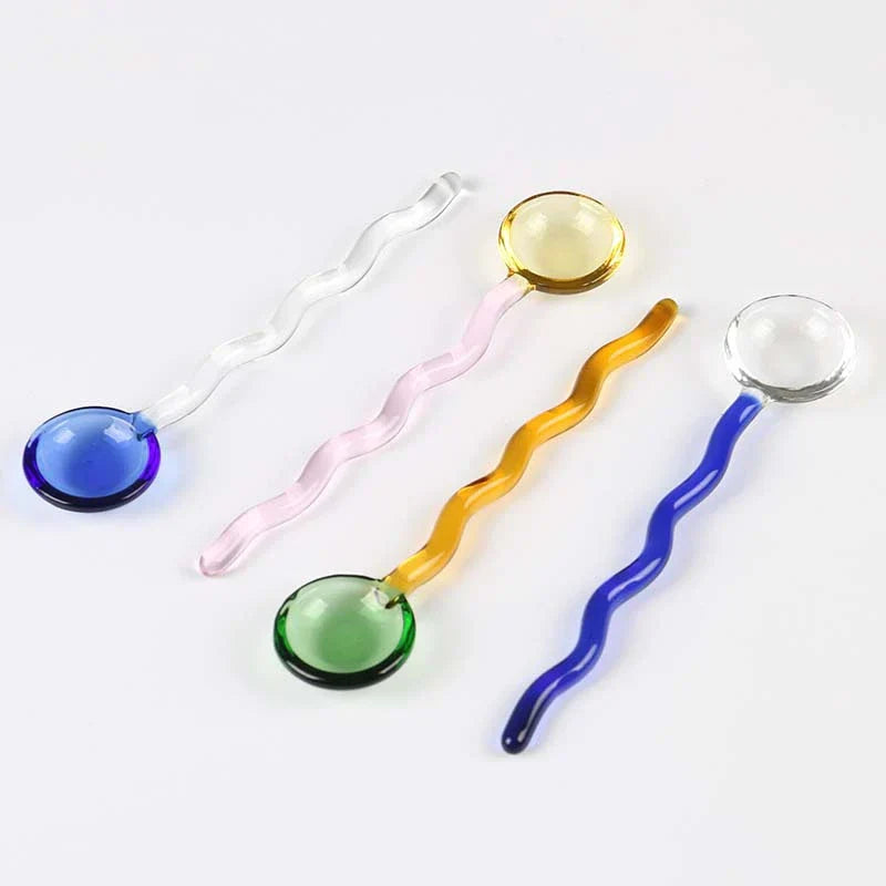 DecorBites™ Glass Spoon Coffee Stirring Rod for Home Cafe, Dessert Jam Scoop