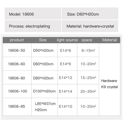 DecorBites™ Gold Round/Oval Crystal Chandelier for Living & Dining Room