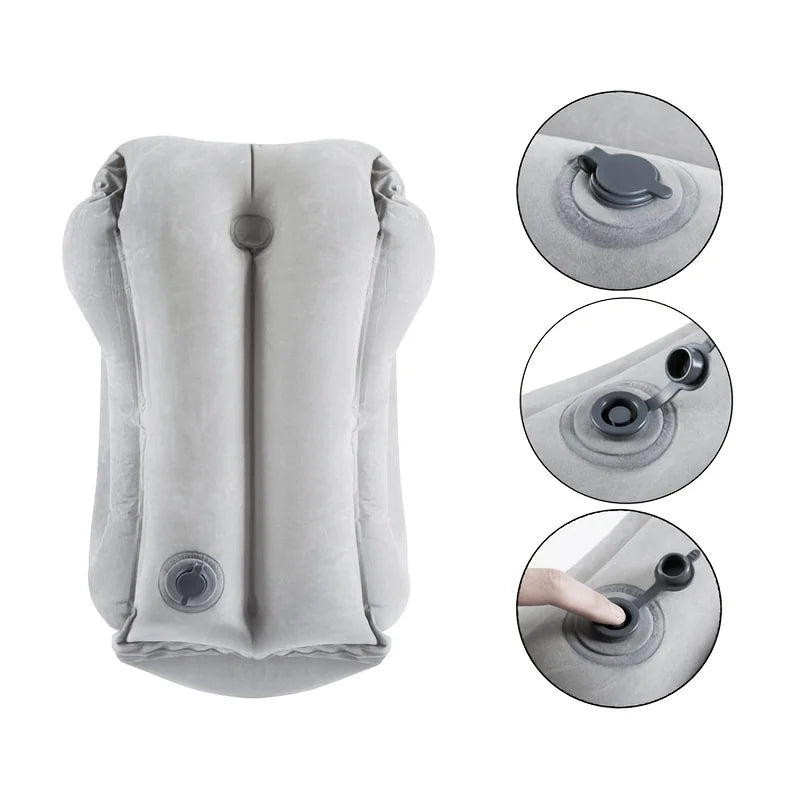 DecorBites™ Inflatable Travel Pillow: Portable Neck Cushion for Airplane, Car, Office, Nap.
