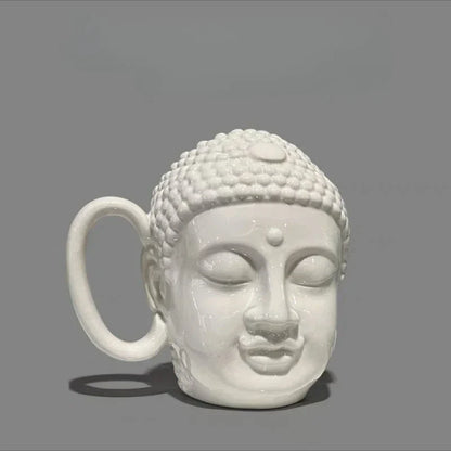 DecorBites™ Buddha Sculpture Ceramic Coffee Cup with Covered Handle - Character Portrait Mug