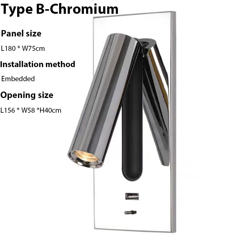 DecorBites™ LED Wall Sconce Adjustable Reading Light for Hotel Bedroom, USB Charging