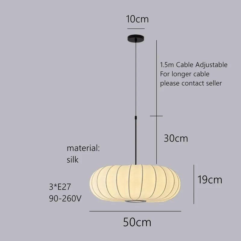 DecorBites™ Handmade Silk Pumpkin Pendant Lamps for Dining, Living, and Study Spaces