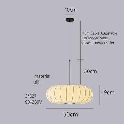 DecorBites™ Handmade Silk Pumpkin Pendant Lamps for Dining, Living, and Study Spaces