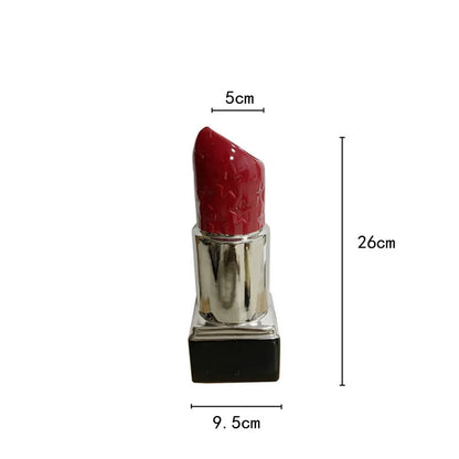 DecorBites™ Lipstick Shape Ceramic Vase: Cartoon Floral Arrangement Home Decor