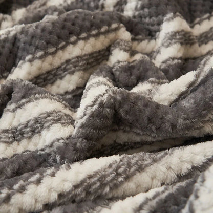 DecorBites™ Japanese Striped Coral Fleece Blanket: Warm Sofa Cover, Office Nap Shawl, All Seasons