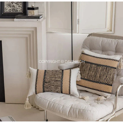 DecorBites™ Chestnut Brown Wabi Sabi Lumbar Pillow Case with Heavy Texture