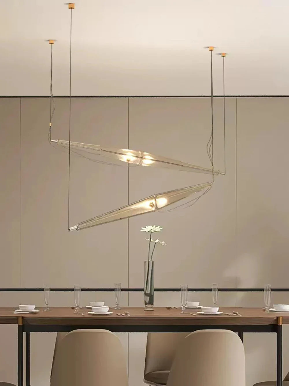 DecorBites™ Glass Cone Chandelier: Height Adjustable Luxury Art Indoor Pendant Lamp