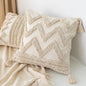 Decobites Boho Square Pillowcase with Embroidery & Tassel Detail for Living Room Sofa