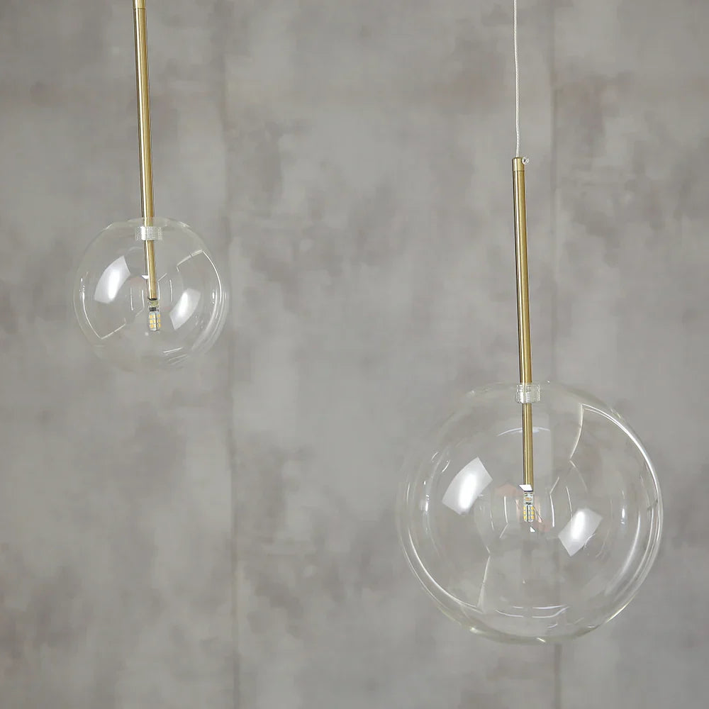 DecorBites™ Glass Globe Chrome Pendant Light - Nordic Style Hanging Lamp