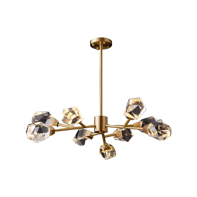 DecorBites™ Diamond Crystal Brass LED Pendant Light Gold Luxury Hanglamp