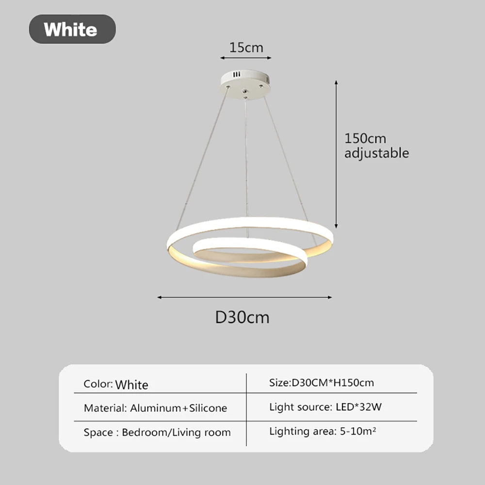 Nordische LED-Hängeleuchte Minimalistisches Doppelring-Design in Schwarz und Weiß Hauptlicht für Wohnzimmer Schlafzimmer Esszimmer Villa