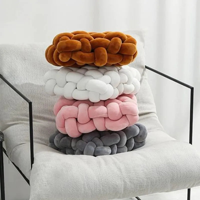 DecorBites™ Knot Square Pillows: Handmade Decor for Living Room, Bedroom, Office in Grey