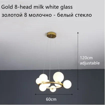 Lámpara de araña LED con bola de cristal DecorBites™: Estilo nórdico moderno para salón, comedor, cocina y estudio