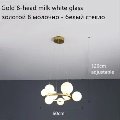 Lámpara de araña LED con bola de cristal DecorBites™: Estilo nórdico moderno para salón, comedor, cocina y estudio