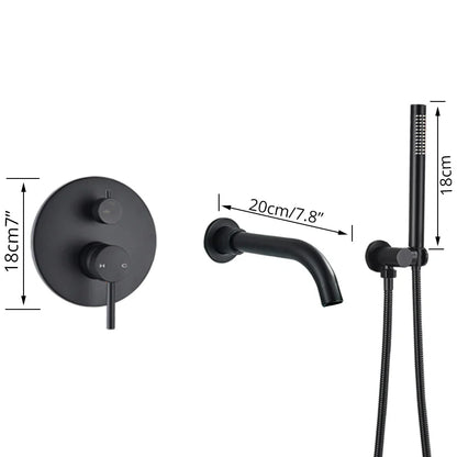 Juego de grifo para bañera DecorBites™ de doble manija con rociador manual y caño de montaje en pared