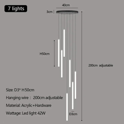 Lámparas colgantes acrílicas para escaleras, ideales para la decoración de villas modernas - Lámpara de araña LED DecorBites™ para lofts dúplex