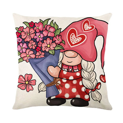 DecorBites™ Cartoon Cat Linen Pillowcase 45x45cm Couple Love Cushion Covers for Living Room