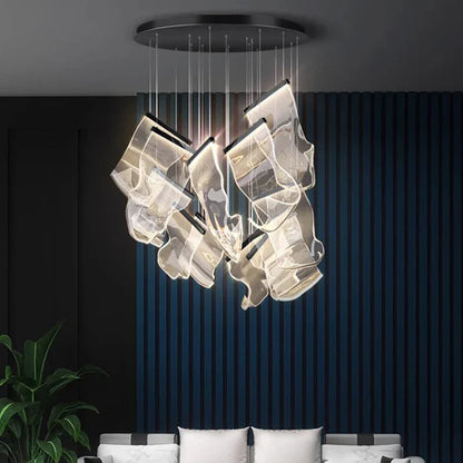 DecorBites™ Crystal Chandelier Stair Pendant Lamp Living Room Lighting