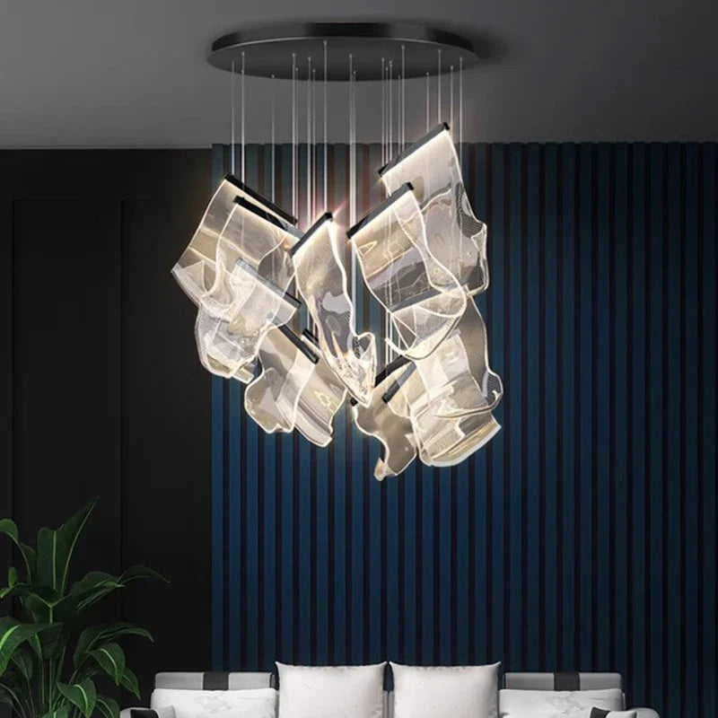 Lámpara de araña de cristal DecorBites™ para escalera, iluminación moderna para sala de estar, lámparas colgantes de interior.