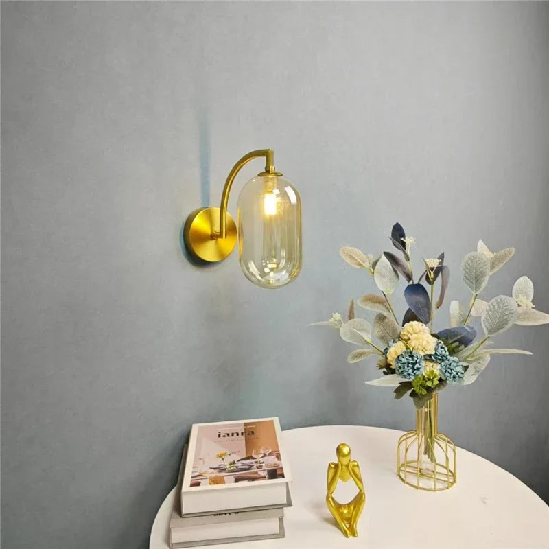 ديكوربايتس™ مصباح حائط LED على شكل كرة زجاجية لغرفة المعيشة وغرفة الطعام والمطبخ - تصميم بسيط