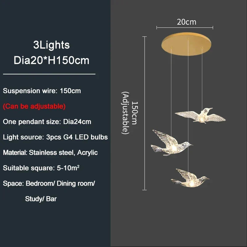 DecorBites™ Bird Design LED Chandelier for Luxury Living Room and Restaurant