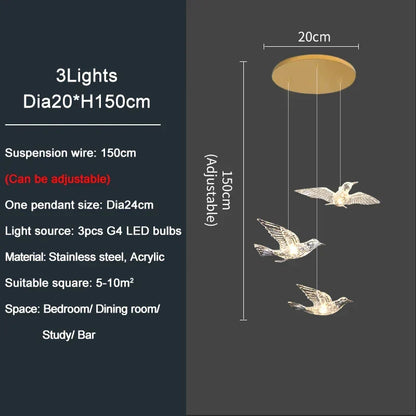 DecorBites™ Bird Design LED Chandelier for Luxury Living Room and Restaurant