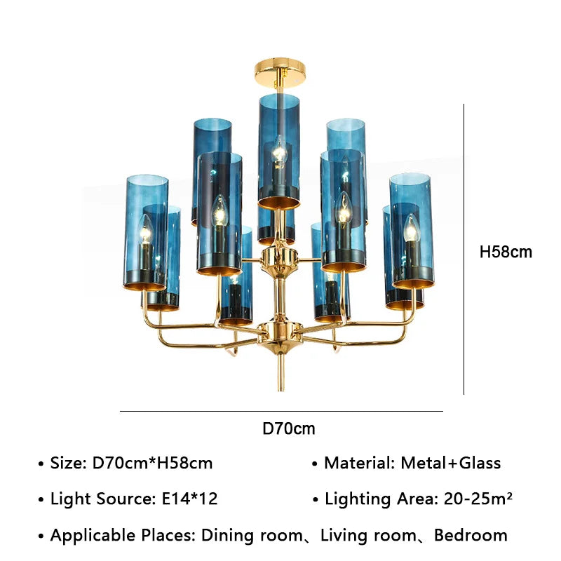 DecorBites™ American Lustre Glass Chandelier LED Pendant Light Fixture