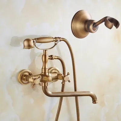 DecorBites™ Brass Bathtub Shower Set Wall Mounted - Hot and Cold Mixer Taps