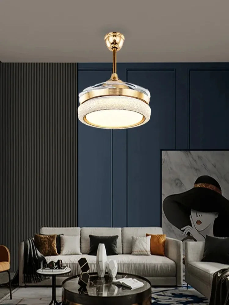 مروحة سقف DecorBites™ مقاس 42 بوصة غير مرئية مزودة بجهاز تحكم عن بعد وشفرات قابلة للسحب.