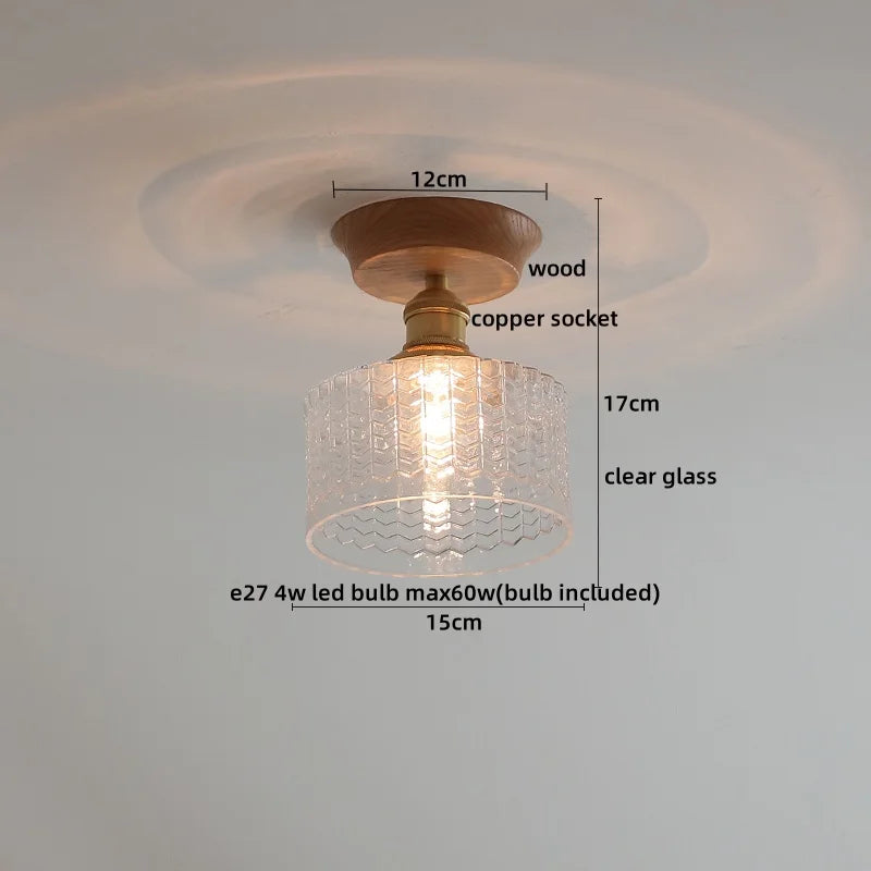 DecorBites™ Glass Wood LED Ceiling Light Modern Ceiling Lamp